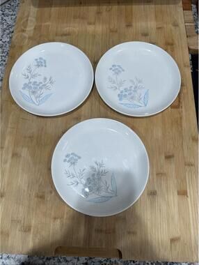 Set Of 3 Royal Stetson ROYAL MAYTIME 8-3/4" Luncheon Plate Blue Flower Design *
